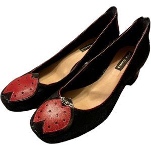 Paula Bahia Leather Ladybug Pumps Brazil - Black/Red - 8B